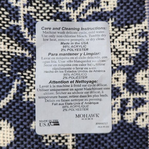 Tapestry Throw Blanket – Mohawk Home, Blue & White, 58x47 Winter Christmas Night - Picture 3 of 6